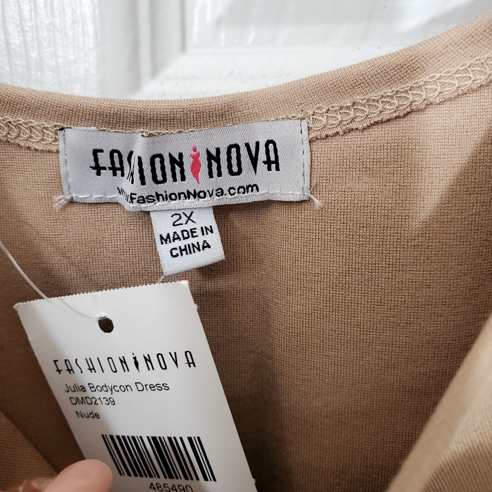 FashionNova Sculpted Ribbed Mini Dress Camel 🆕️✨️sz 2X - Picture 4 of 7